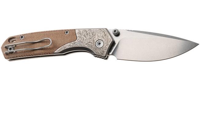 Bild für Vosteed Psyop 299 A2232 Stonewashed S35VN, Natural Norplex UltreX Micarta & Engraved Titanium Bolsters, Taschenmesser, Tuffknives Design