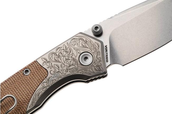 Bild für Vosteed Psyop 299 A2232 Stonewashed S35VN, Natural Norplex UltreX Micarta & Engraved Titanium Bolsters, Taschenmesser, Tuffknives Design