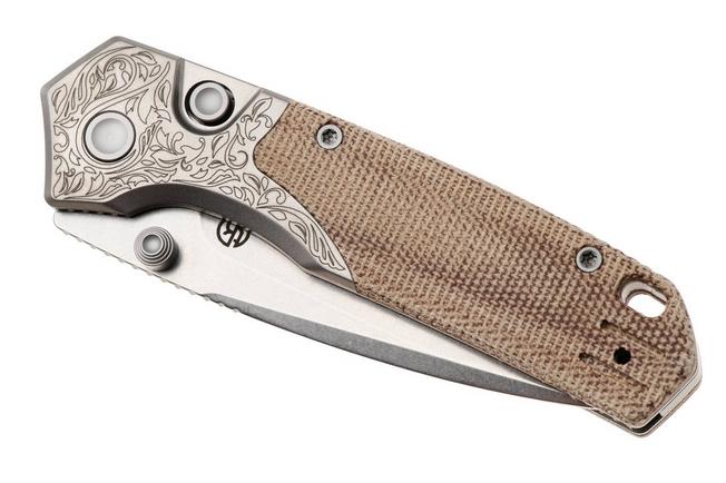 Bild für Vosteed Psyop 299 A2232 Stonewashed S35VN, Natural Norplex UltreX Micarta & Engraved Titanium Bolsters, Taschenmesser, Tuffknives Design