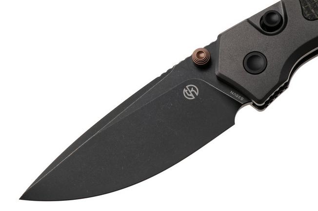 Bild für Vosteed Psyop 299 A2229 Blackwashed S35VN, Black Norplex UltreX Micarta & Titanium Bolsters, Taschenmesser, Tuffknives Design