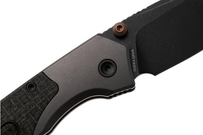 Bild für Vosteed Psyop 299 A2229 Blackwashed S35VN, Black Norplex UltreX Micarta & Titanium Bolsters, Taschenmesser, Tuffknives Design