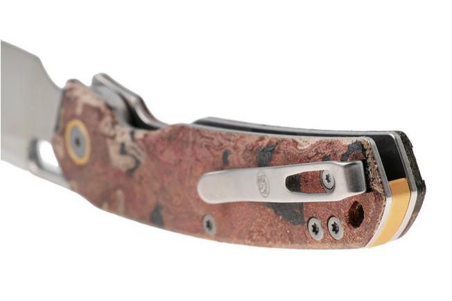 Afbeelding voor Vosteed Psyop A2234 Satin Elmax, Red Current Micarta, zakmes, Tuffknives design