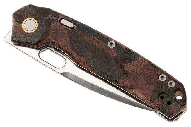 Afbeelding voor Vosteed Psyop A2234 Satin Elmax, Red Current Micarta, zakmes, Tuffknives design