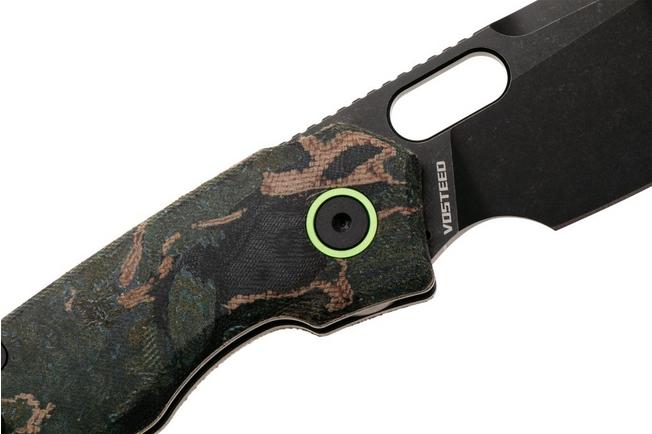 Afbeelding voor Vosteed Psyop A2235 Blackwashed Elmax, Blue Current Micarta, zakmes, Tuffknives design