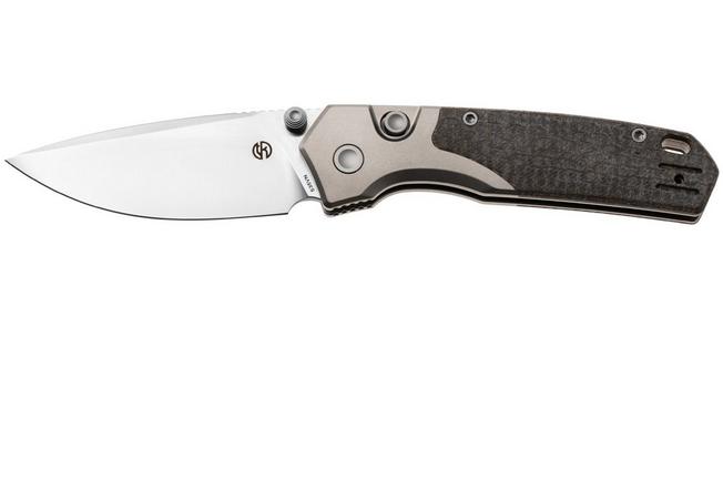 Bild für Vosteed Psyop 299 A2238 Satin S35VN, Brown Glow In The Dark Micarta & Titanium Bolsters, Taschenmesser, Tuffknives Design