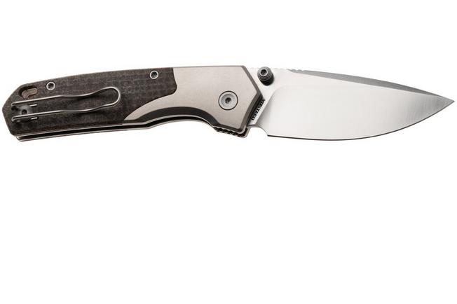 Bild für Vosteed Psyop 299 A2238 Satin S35VN, Brown Glow In The Dark Micarta & Titanium Bolsters, Taschenmesser, Tuffknives Design