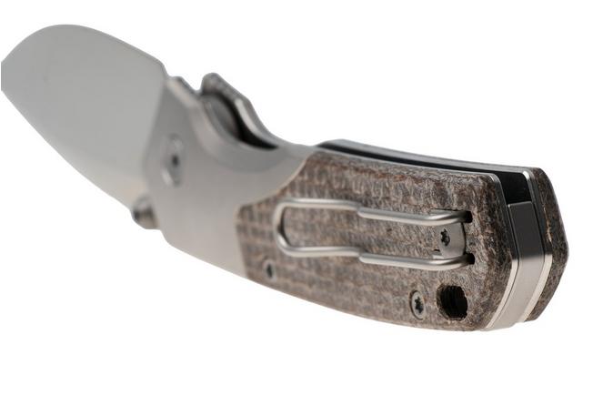 Bild für Vosteed Psyop 299 A2238 Satin S35VN, Brown Glow In The Dark Micarta & Titanium Bolsters, Taschenmesser, Tuffknives Design