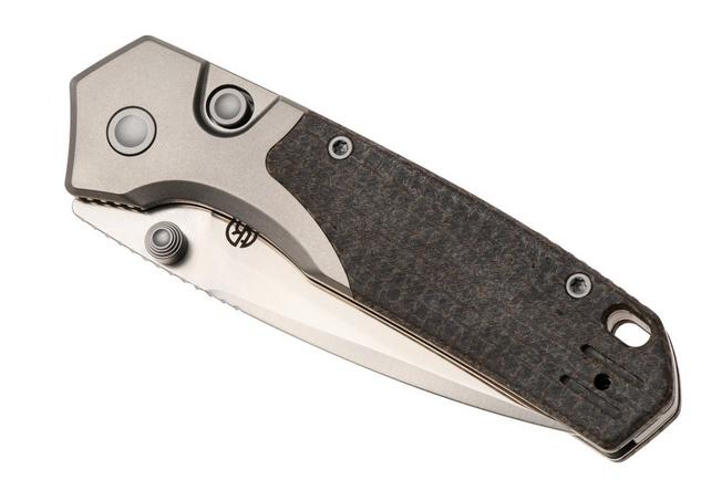 Bild für Vosteed Psyop 299 A2238 Satin S35VN, Brown Glow In The Dark Micarta & Titanium Bolsters, Taschenmesser, Tuffknives Design