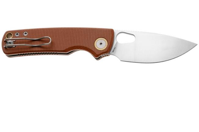 Afbeelding voor Vosteed Porcupine A2604 Satin 14C28N, Brown Micarta, zakmes, Yue Dong design