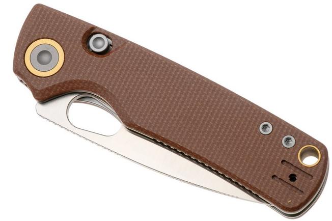 Afbeelding voor Vosteed Porcupine A2604 Satin 14C28N, Brown Micarta, zakmes, Yue Dong design