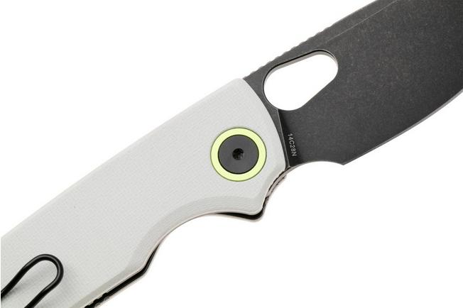 Afbeelding voor Vosteed Porcupine A2606 PVD 14C28N, White G10, zakmes, Yue Dong design