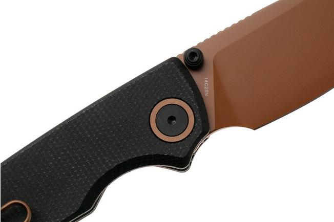 Afbeelding voor Vosteed Porcupine A2610 Copper Dune PVD 14C28N, Black Micarta, zakmes, Yue Dong design
