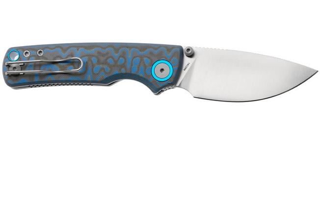 Afbeelding voor Vosteed Porcupine A2614 Satin 14C28N, Blue Ocean Micarta, zakmes, Yue Dong design