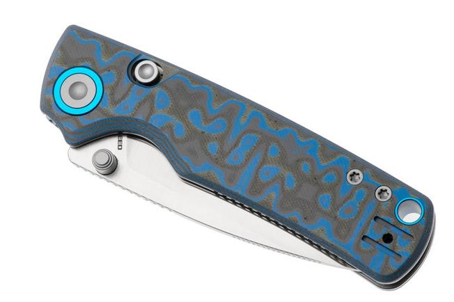 Afbeelding voor Vosteed Porcupine A2614 Satin 14C28N, Blue Ocean Micarta, zakmes, Yue Dong design