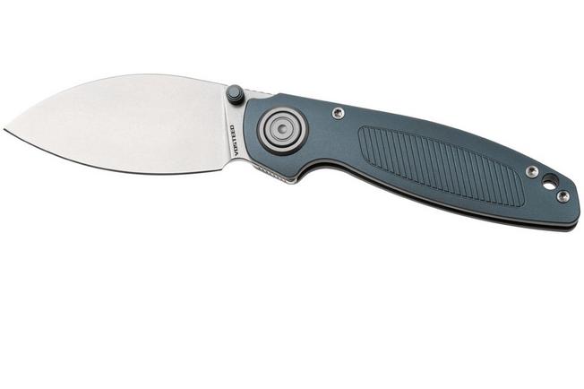 Afbeelding voor Vosteed Shilin Cutter A2805 Stonewashed Elmax, Gray Aluminum, zakmes, Yue Dong design