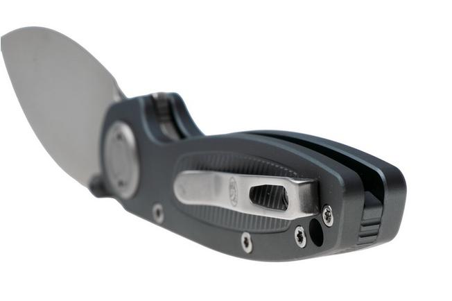 Afbeelding voor Vosteed Shilin Cutter A2805 Stonewashed Elmax, Gray Aluminum, zakmes, Yue Dong design