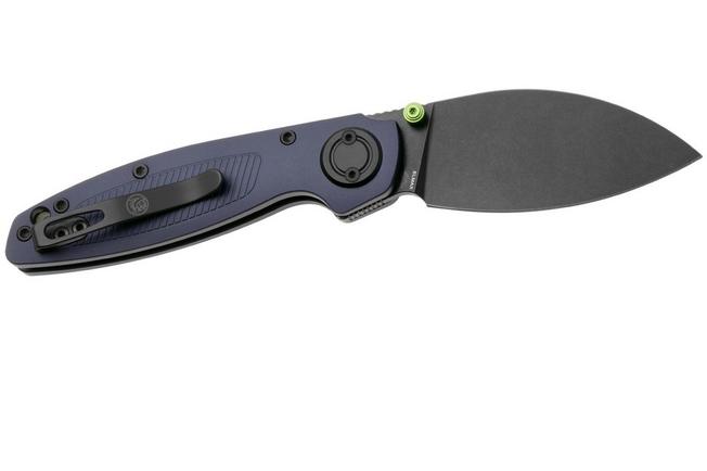 Afbeelding voor Vosteed Shilin Cutter A2806 Blackwashed Elmax, Purple Aluminum, zakmes, Yue Dong design