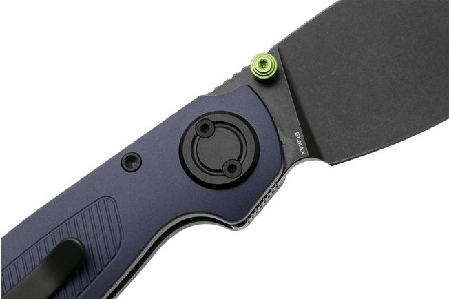 Afbeelding voor Vosteed Shilin Cutter A2806 Blackwashed Elmax, Purple Aluminum, zakmes, Yue Dong design