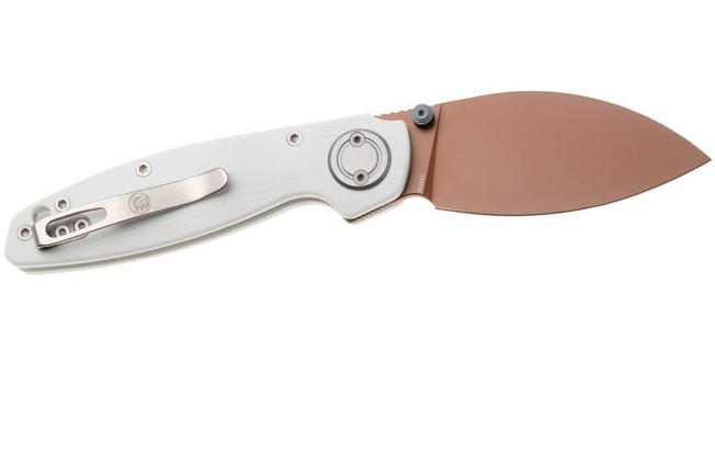 Afbeelding voor Vosteed Shilin Cutter A2808 Copper Dune PVD 154CM, White G10, zakmes, Yue Dong design