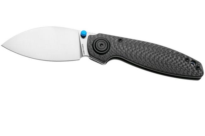 Afbeelding voor Vosteed Shilin Cutter A2810 Satin Elmax, Black Carbon Fiber, zakmes, Yue Dong design