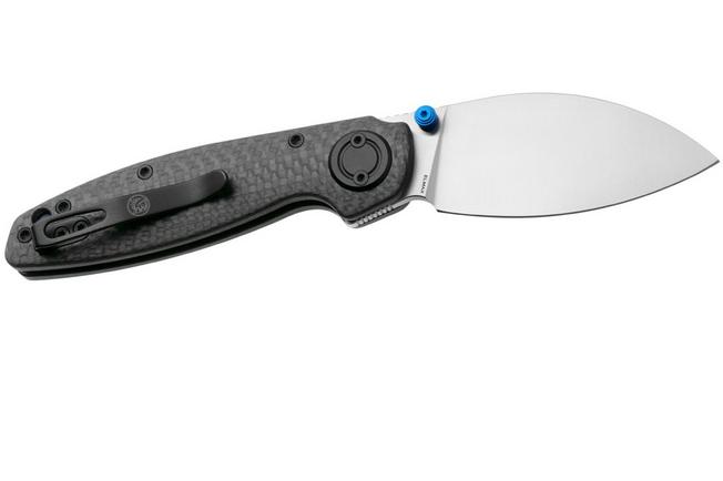 Afbeelding voor Vosteed Shilin Cutter A2810 Satin Elmax, Black Carbon Fiber, zakmes, Yue Dong design