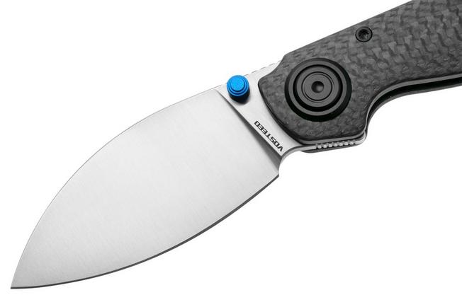 Afbeelding voor Vosteed Shilin Cutter A2810 Satin Elmax, Black Carbon Fiber, zakmes, Yue Dong design