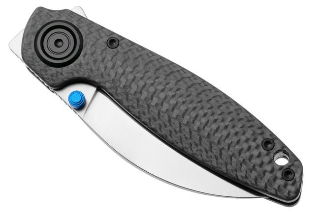 Afbeelding voor Vosteed Shilin Cutter A2810 Satin Elmax, Black Carbon Fiber, zakmes, Yue Dong design