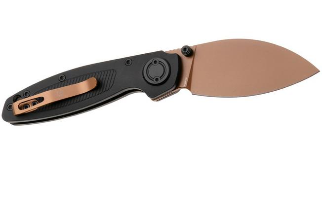 Afbeelding voor Vosteed Shilin Cutter A2812 Copper Dune PVD Elmax, Black Aluminum, zakmes, Yue Dong design