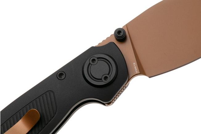 Afbeelding voor Vosteed Shilin Cutter A2812 Copper Dune PVD Elmax, Black Aluminum, zakmes, Yue Dong design