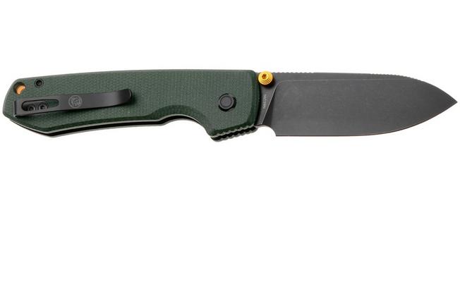 Afbeelding voor Vosteed Raccoon A2901 Blackwashed 14C28N, Green Micarta, zakmes, Yue Dong design