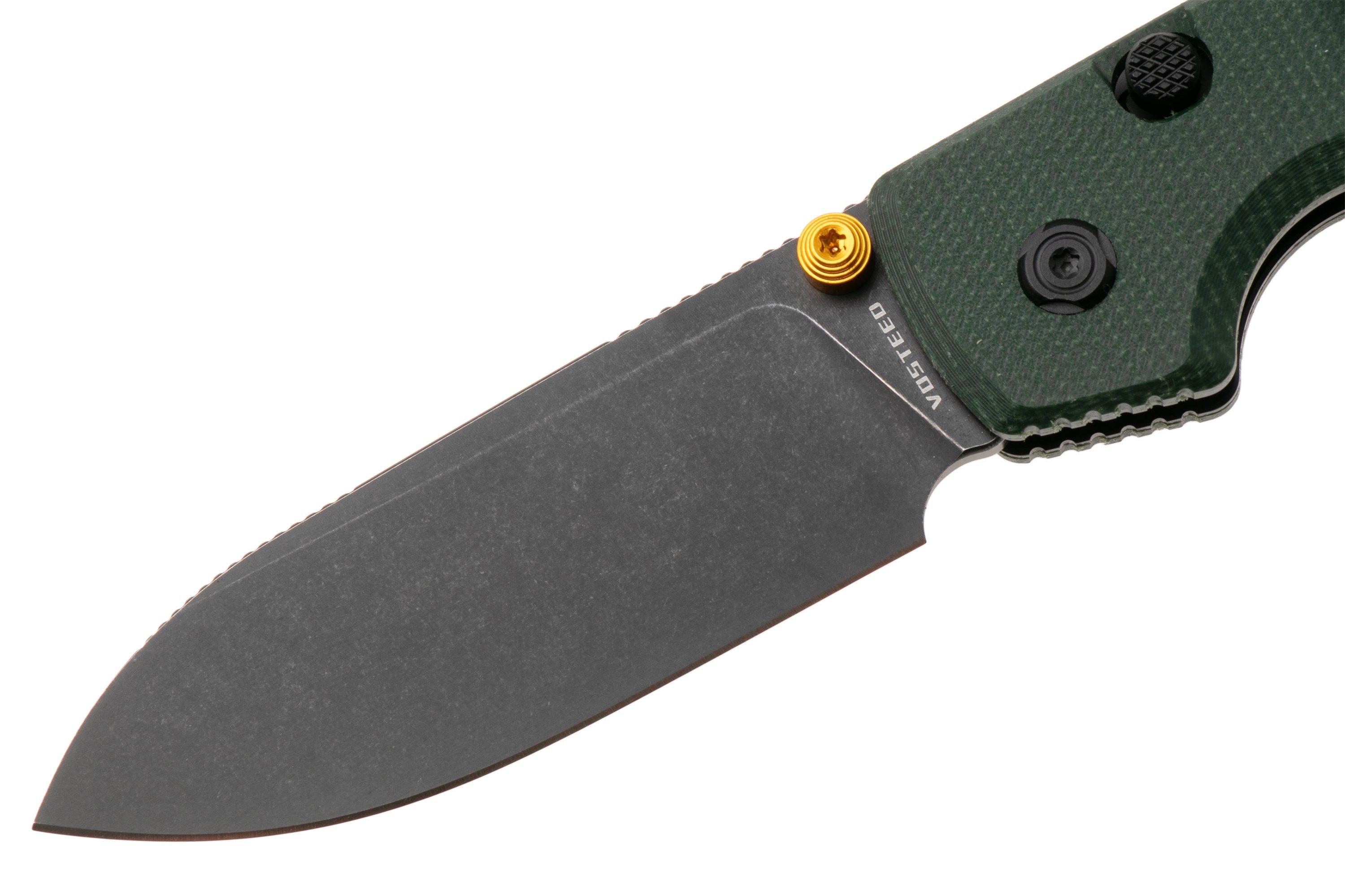 Vosteed Raccoon A2901 Blackwashed 14C28N, Green Micarta, pocket knife ...