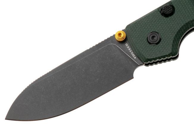 Afbeelding voor Vosteed Raccoon A2901 Blackwashed 14C28N, Green Micarta, zakmes, Yue Dong design