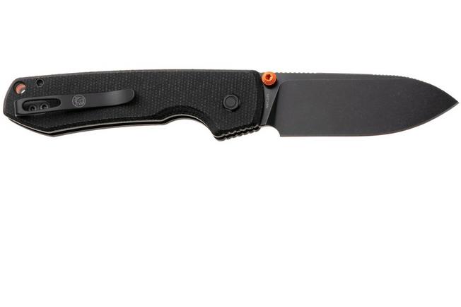 Afbeelding voor Vosteed Raccoon A2902 Blackwashed 14C28N, Black Micarta, zakmes, Yue Dong design