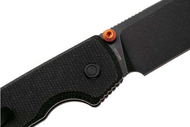 Afbeelding voor Vosteed Raccoon A2902 Blackwashed 14C28N, Black Micarta, zakmes, Yue Dong design