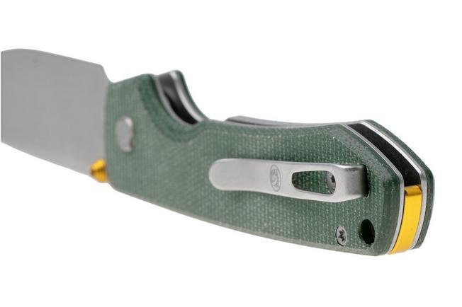 Afbeelding voor Vosteed Raccoon A2904 Stonewashed 14C28N, Green Micarta, zakmes, Yue Dong design