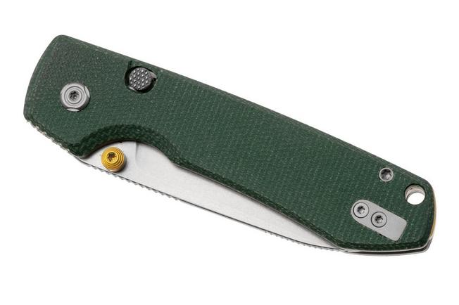 Afbeelding voor Vosteed Raccoon A2904 Stonewashed 14C28N, Green Micarta, zakmes, Yue Dong design