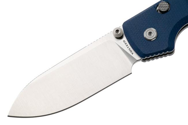 Afbeelding voor Vosteed Raccoon A2905 Satin 14C28N, Blue Micarta, zakmes, Yue Dong design