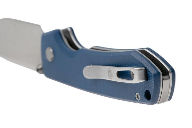 Afbeelding voor Vosteed Raccoon A2905 Satin 14C28N, Blue Micarta, zakmes, Yue Dong design