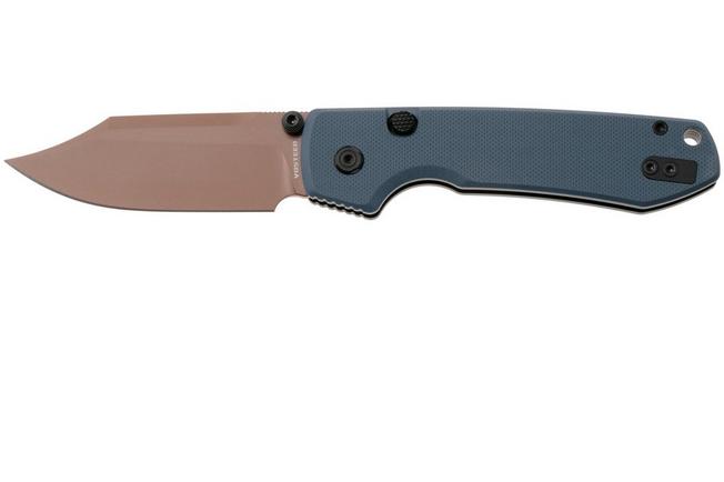 Afbeelding voor Vosteed Raccoon A2909 Cooper Dune PVD 14C28N, Dark Blue G10, zakmes, Yue Dong design