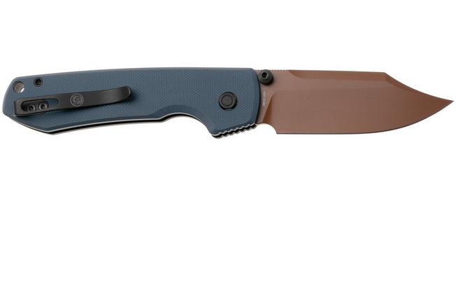 Afbeelding voor Vosteed Raccoon A2909 Cooper Dune PVD 14C28N, Dark Blue G10, zakmes, Yue Dong design