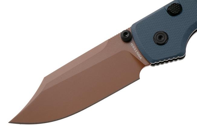 Afbeelding voor Vosteed Raccoon A2909 Cooper Dune PVD 14C28N, Dark Blue G10, zakmes, Yue Dong design