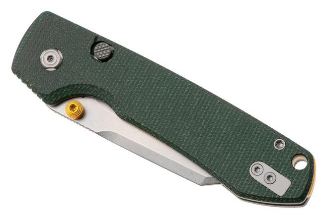 Afbeelding voor Vosteed Raccoon A2911 Stonewashed 14C28N, Green Micarta, zakmes, Yue Dong design