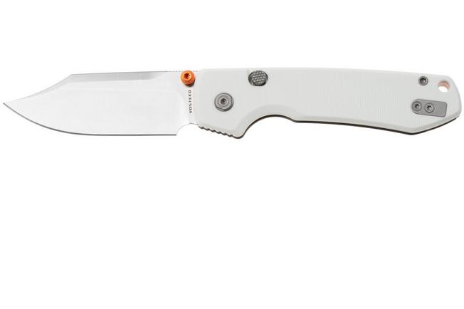 Afbeelding voor Vosteed Raccoon A2912 Satin 14C28N, White G10, zakmes, Yue Dong design