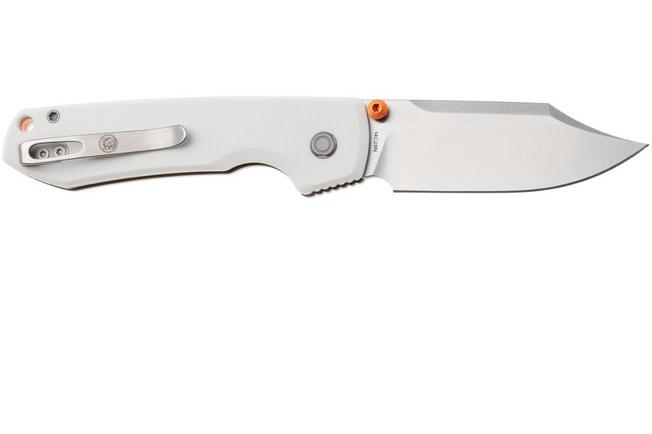 Afbeelding voor Vosteed Raccoon A2912 Satin 14C28N, White G10, zakmes, Yue Dong design