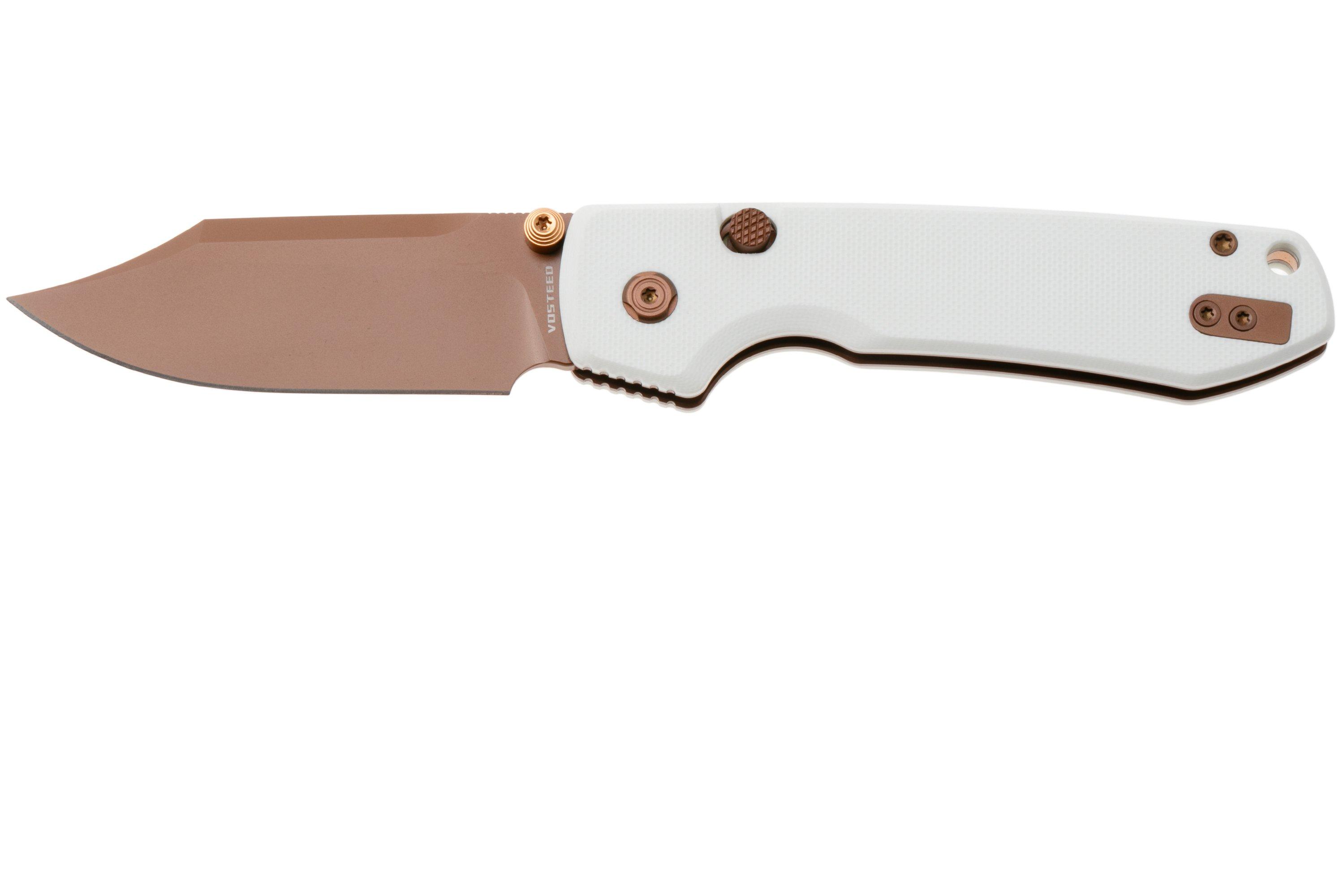 Vosteed Raccoon A2925 Copper Dune PVD, White G10, couteau de poche, Yue ...