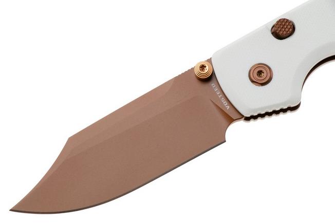 Afbeelding voor Vosteed Raccoon A2925 Copper Dune PVD, White G10, zakmes, Yue Dong design