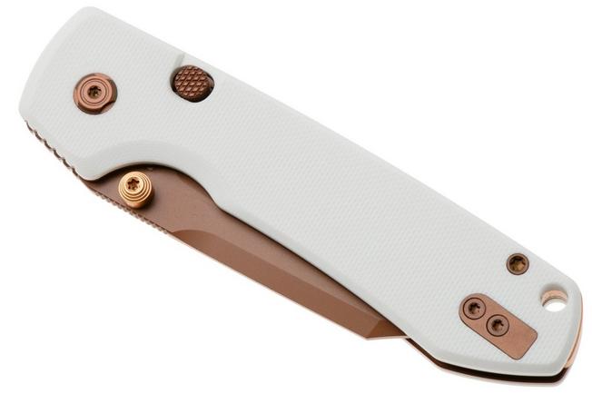 Afbeelding voor Vosteed Raccoon A2925 Copper Dune PVD, White G10, zakmes, Yue Dong design