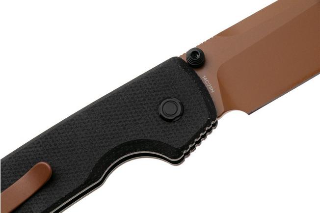 Afbeelding voor Vosteed Raccoon A2926 Copper DUne PVD 14C28N, Black Micarta, zakmes, Yue Dong design