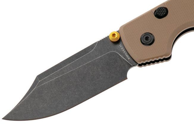Afbeelding voor Vosteed Raccoon A2927 Blackwashed 14C28N, Sand G10, zakmes, Yue Dong design