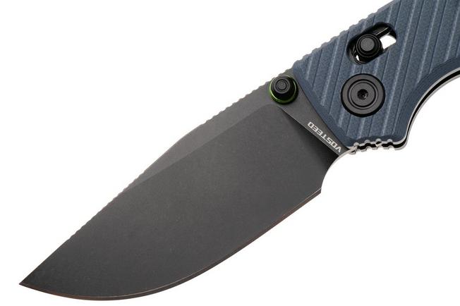 Afbeelding voor Vosteed Porcupine ModSwap A3102 Blackwashed 154CM, Blue G10, zakmes, Yue Dong design